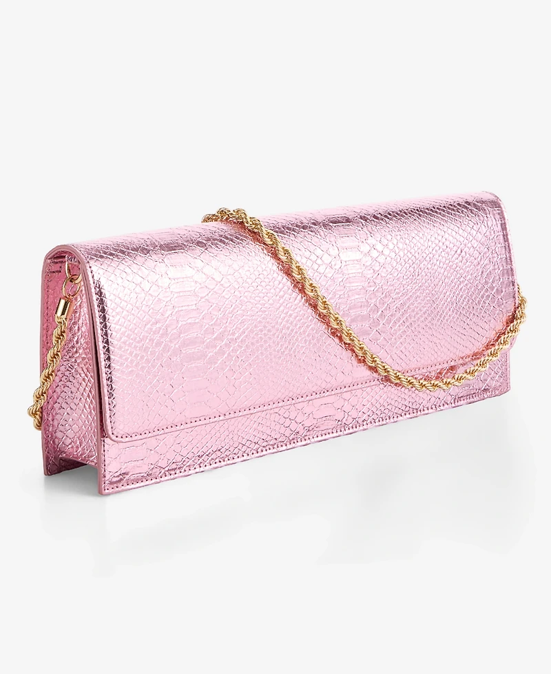 Metallic Snake-Print East-West Clutch Bag, Macy's Exclusive- Molly Rogers Capsule Collection