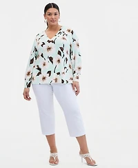 I.n.c. International Concepts Plus Shirt-Sleeve V-Neck Top, Macy's Exclusive