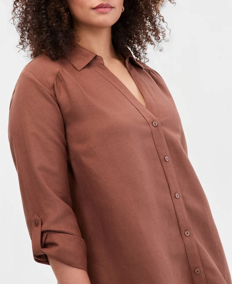 I.n.c. International Concepts Plus Linen-Blend Tunic, Exclusively at Macy's