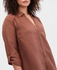 I.n.c. International Concepts Plus Linen-Blend Tunic, Exclusively at Macy's
