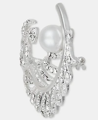 Anne Klein Crystal & Imitation Pearl Leaf Pin