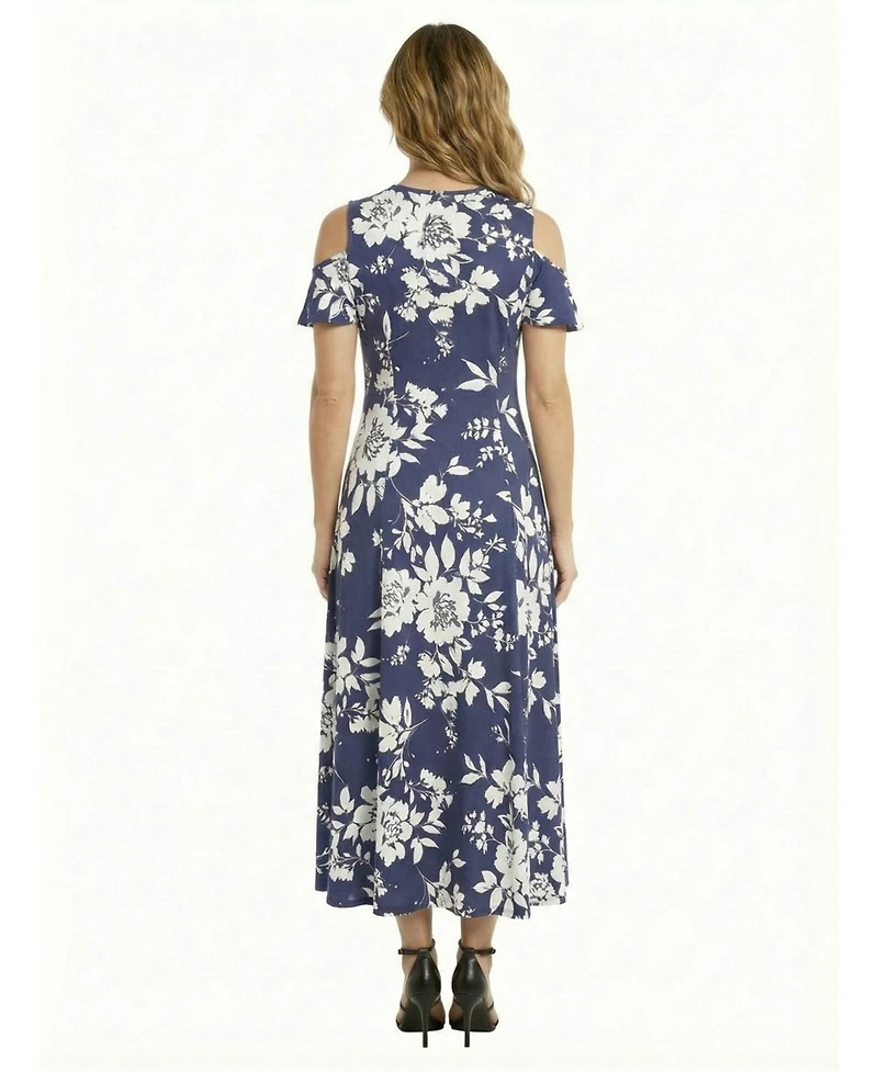 24seven Comfort Apparel Petite Floral A Line Maxi Dress