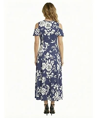 24seven Comfort Apparel Petite Floral A Line Maxi Dress