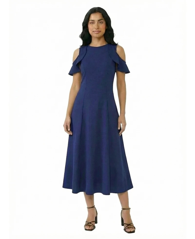 24seven Comfort Apparel Petite Ruffle Sleeve Maxi Dress
