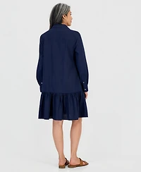 Style & Co Petite Ruffled-Hem Shirtdress, Macy's Exclusive