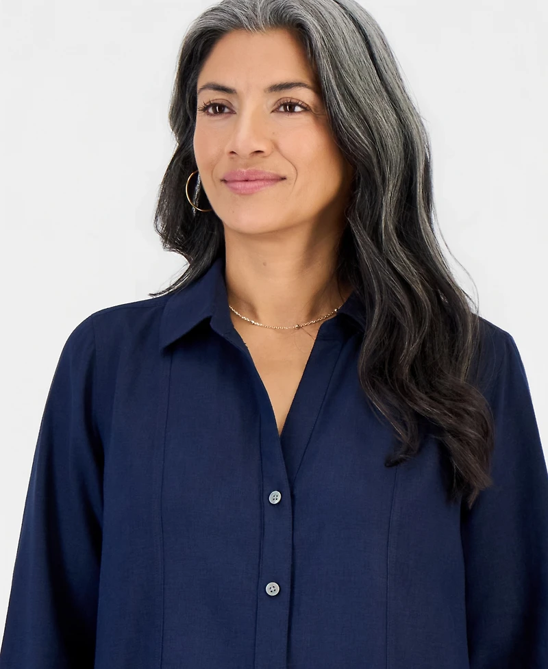 Style & Co Women's Linen Blend Peplum Shirtdress, Macy's Exclusive