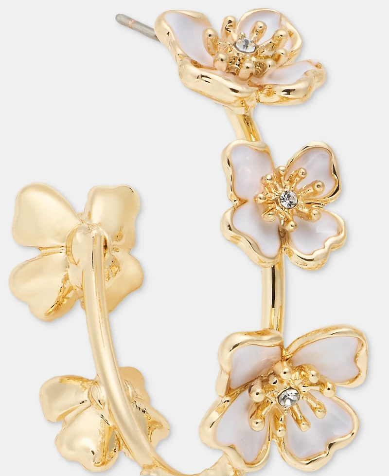 Anne Klein Medium Stationed Flower C-Hoop Earrings, 1.5"