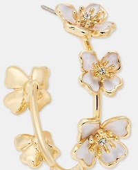 Anne Klein Medium Stationed Flower C-Hoop Earrings, 1.5"