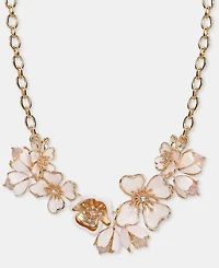 Anne Klein Textured Flower Statement Necklace, 16" + 3" extender