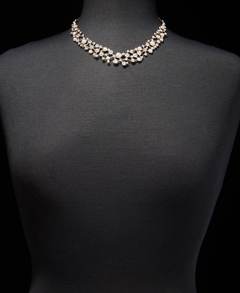Anne Klein Crystal & Imitation Pearl Cluster Statement Necklace, 16" + 3" extender
