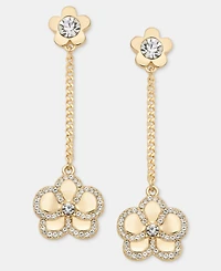 Karl Lagerfeld Paris Gold-Tone Pave Orchid Linear Earrings