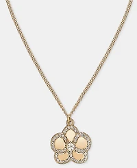 Karl Lagerfeld Paris Gold-Tone Pave Orchid Pendant Necklace
