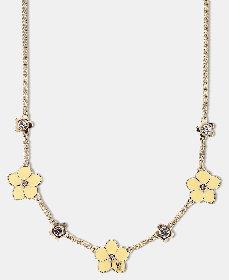 Karl Lagerfeld Paris Gold-Tone Yellow Flower Frontal Necklace
