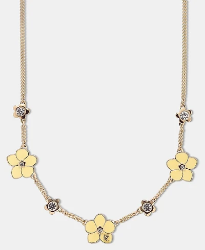 Karl Lagerfeld Paris Gold-Tone Yellow Flower Frontal Necklace