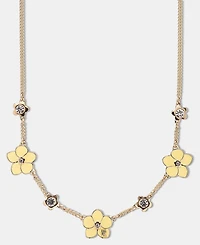 Karl Lagerfeld Paris Gold-Tone Yellow Flower Frontal Necklace
