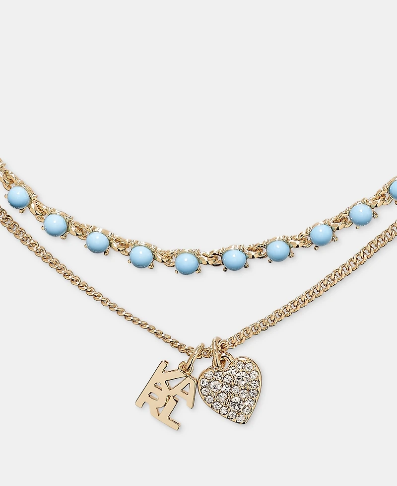 Karl Lagerfeld Paris Metal-Tone Two-Row White Pendant Necklace