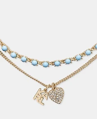 Karl Lagerfeld Paris Metal-Tone Two-Row White Pendant Necklace