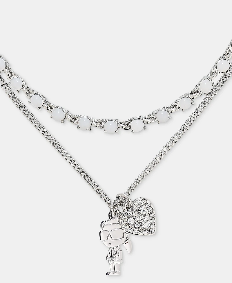 Karl Lagerfeld Paris Metal-Tone Two-Row White Pendant Necklace
