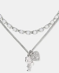 Karl Lagerfeld Paris Metal-Tone Two-Row White Pendant Necklace