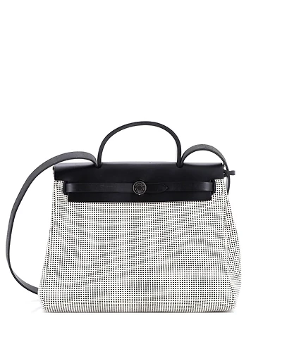 Pre-Owned HERMES 31 Herbag Zip Criss Viking Toile and Leather