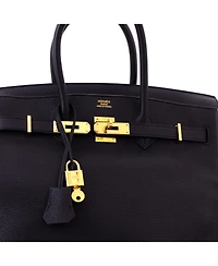 Pre-Owned Hermes Birkin Handbag Black Togo with Gold Hardware