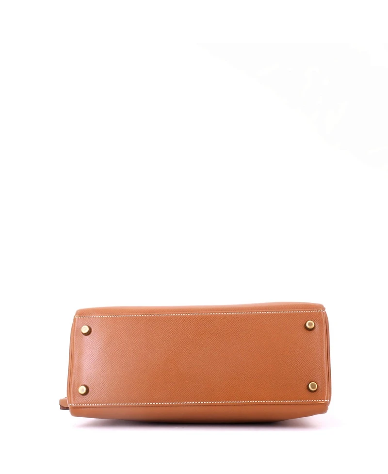 Pre-Owned HERMES Kelly 28 Handbag Brown Courchevel with Gold Hardware