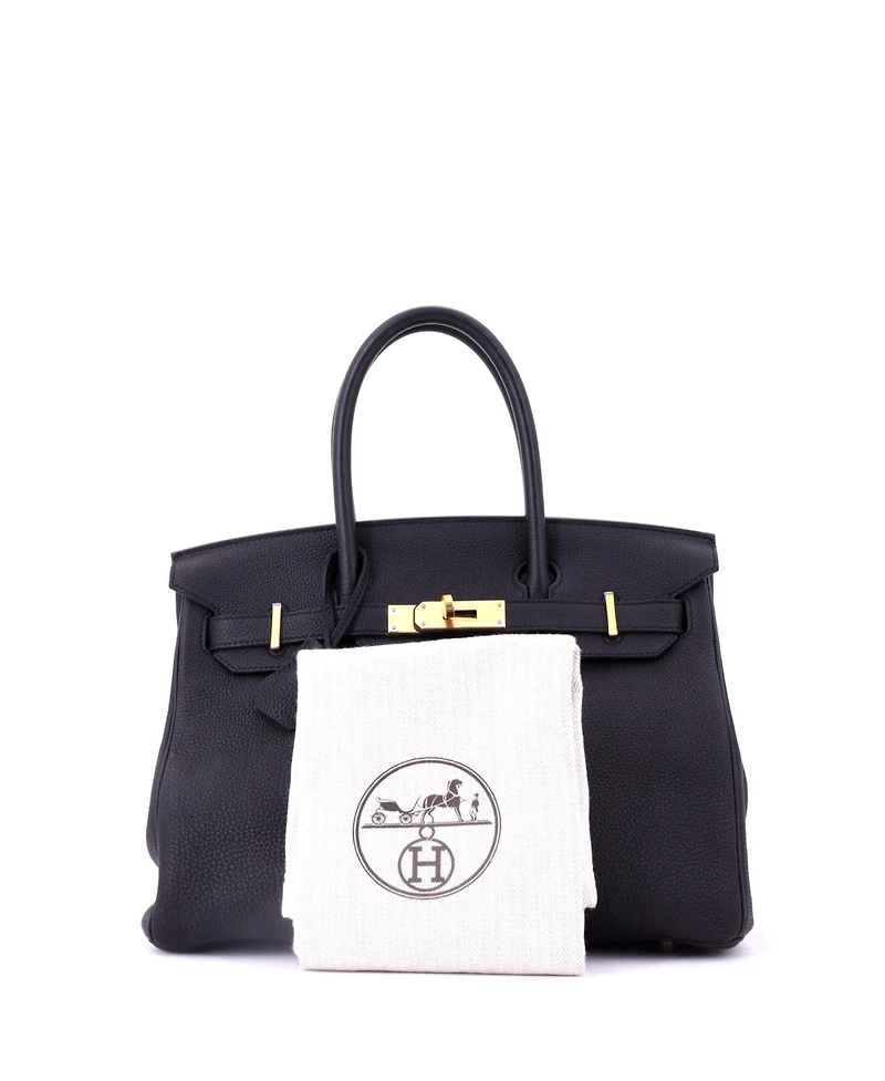 Pre-Owned HERMES Birkin 30 Handbag Black Togo with Rose Gold Hardware