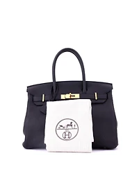 Pre-Owned HERMES Birkin 30 Handbag Black Togo with Rose Gold Hardware