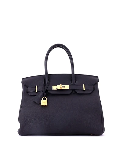 Pre-Owned HERMES Birkin 30 Handbag Black Togo with Rose Gold Hardware