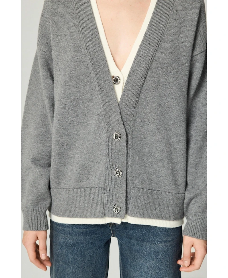 Nocturne Women's Crystal-Button V-Neck Cardigan