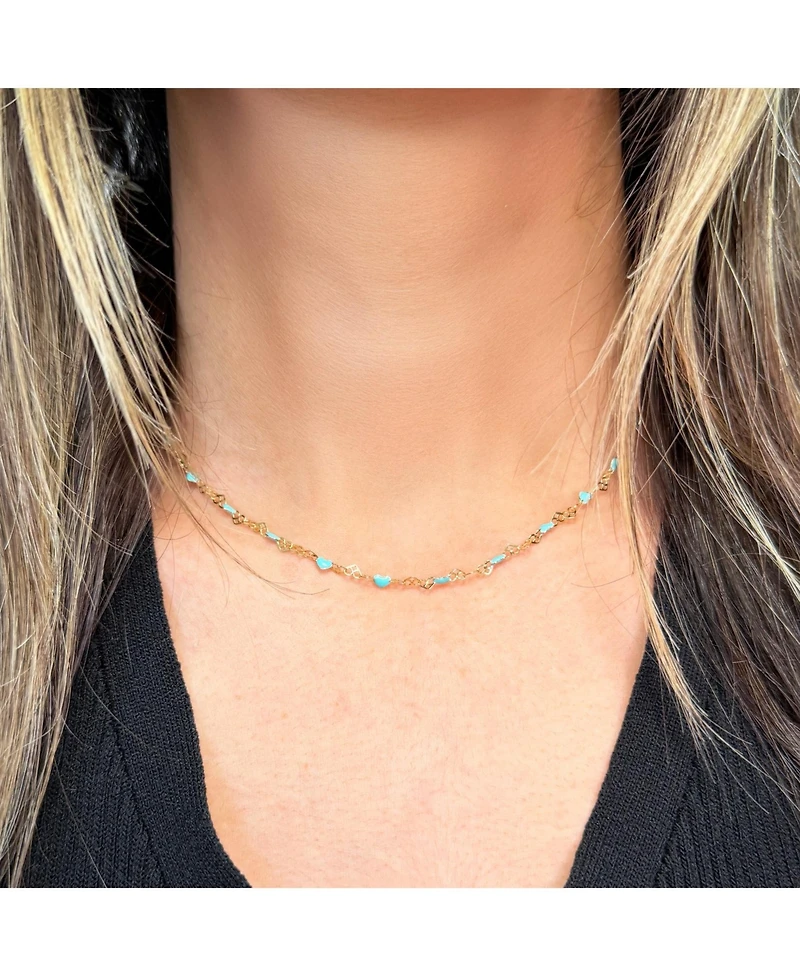 The Lovery Enamel Heart Link Necklace 14K Gold-Plated Sterling Silver