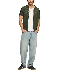 Lucky Brand Men's Granny Square Button-Down Sweater