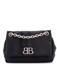 Pre-Owned Balenciaga Mini Monaco Chain Flap Shoulder Bag Nylon