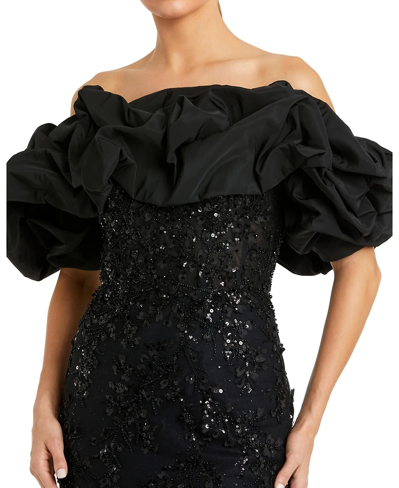 Mac Duggal Women's Applique Off The Shoulder Mermaid Gown