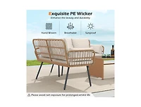 Slickblue Patio Rattan 2-Seater Chair with Back Cushions & Metal Frame
