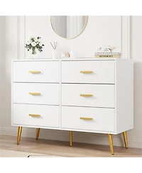 gaomon Modern 6-Drawer Dresser with Metal Handles, Wooden Storage Chest