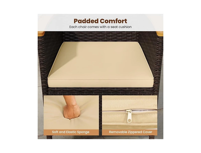 Outdoor Wicker Dining Chairs Set of 4 with High Back Support