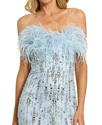 Mac Duggal Women's Strapless Feather Embellished Mermaid Gown