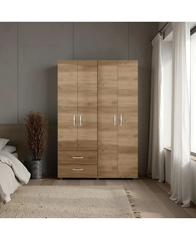 Fm Furniture Fifty Modern 2-Door Wardrobe with Shelves and Drawers