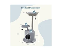 Aostirmotor 42" Cat Tower with Curved Metal Frame, Sturdy Indoor Activity Tree for Large & Small Cats