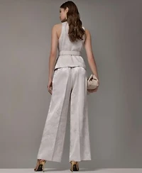 Donna Karan New York Womens Crossover Belted Sleeveless Top Novelty Wide Leg Pants