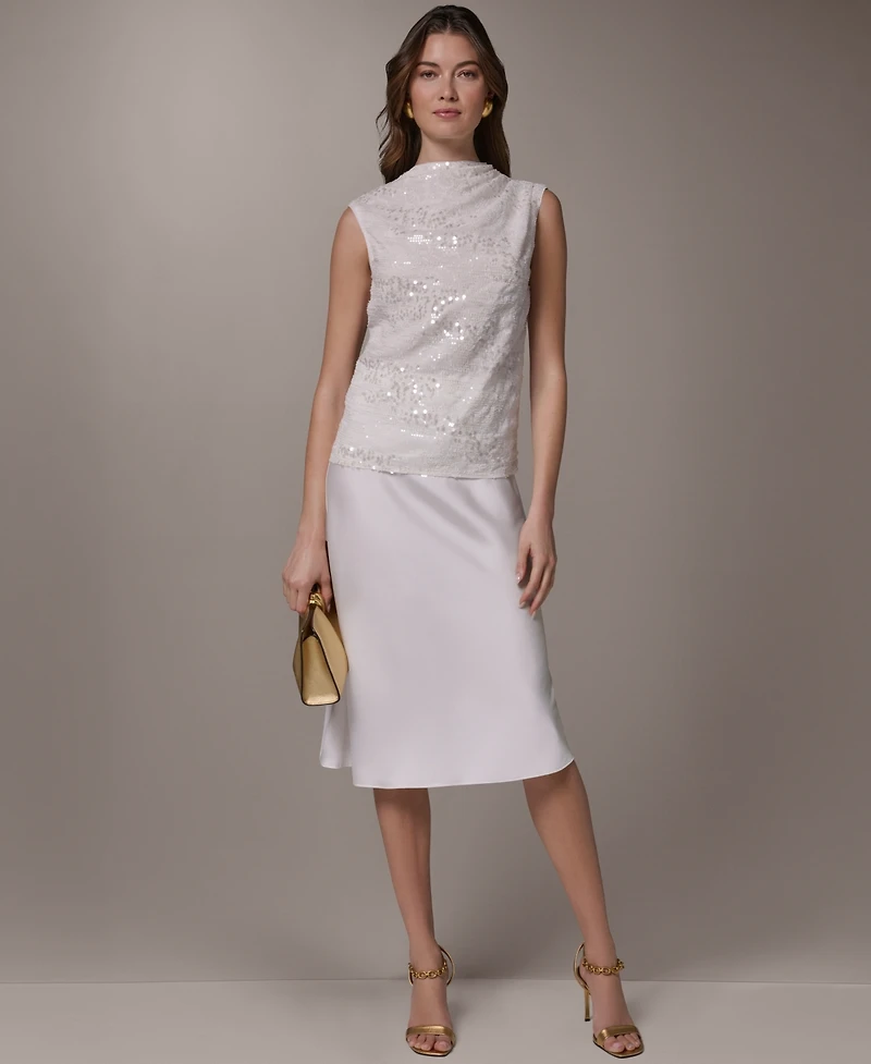 Donna Karan New York Women's Sequin Gathered Shoulder Blouse