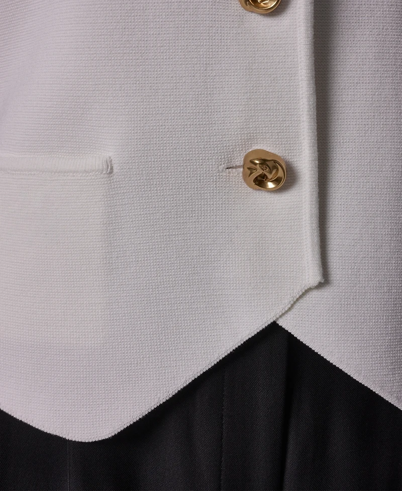 Donna Karan New York Women's Scoop Neck Button-Up Sweater Vest