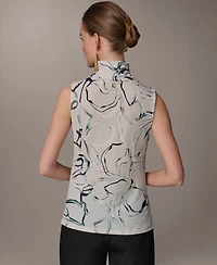 Donna Karan New York Women's Mock Neck Button Shoulder Top