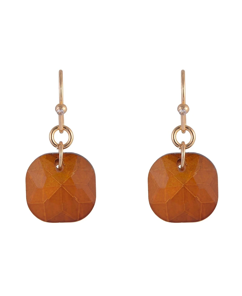 Laundry by Shelli Segal Gold Tone and Topaz Faceted Stone Drop Earrings