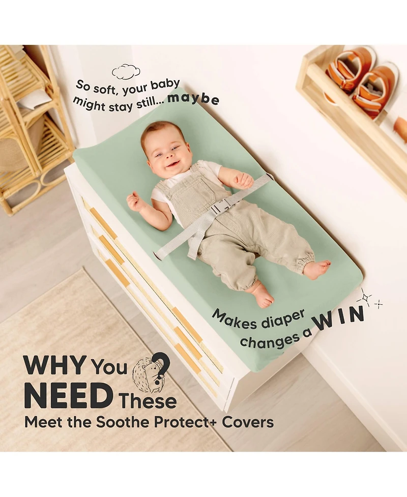 KeaBabies 2-Pack Soothe Waterproof Changing Pad Covers for Boy, Girl, 32x16 Soft Cotton Baby Table Cover