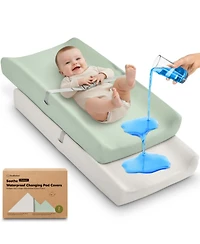 KeaBabies 2-Pack Soothe Waterproof Changing Pad Covers for Boy, Girl, 32x16 Soft Cotton Baby Table Cover