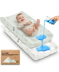 KeaBabies 2-Pack Soothe Waterproof Changing Pad Covers for Boy, Girl, 32x16 Soft Cotton Baby Table Cover