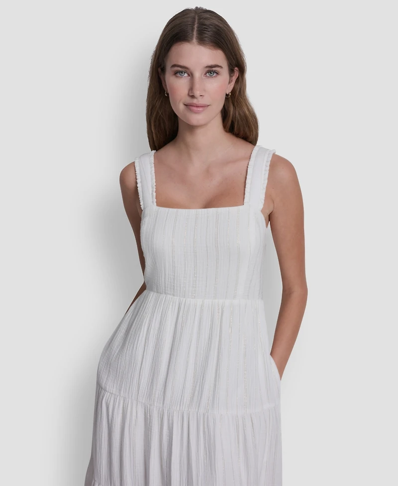 Dkny Jeans Women's Tiered Tank Square Neck Maxi Dress