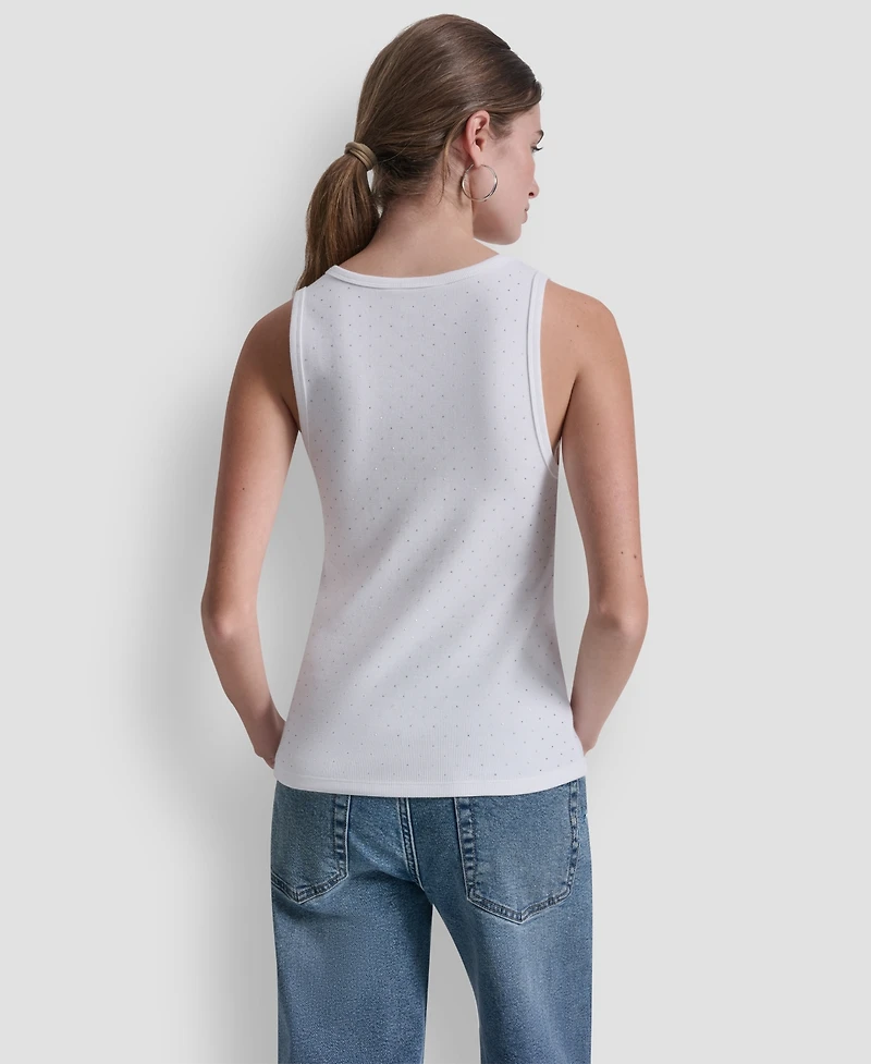 Dkny Jeans Women's Rhinestone V-Neck Tank Top